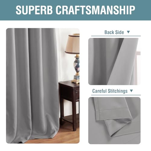 Grey Blackout Curtains for Bedroom Thermal Insulated Room Darkening Blackout Curtain Panel for Door (52"W x 84"L (Pack of 1) / Dove Gray)