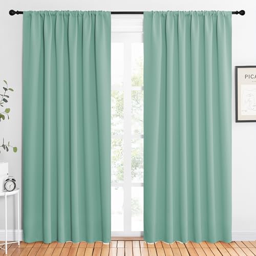 2 Panels Blackout Curtains (Aqua / 62"W x 84"L (Pack of 2))