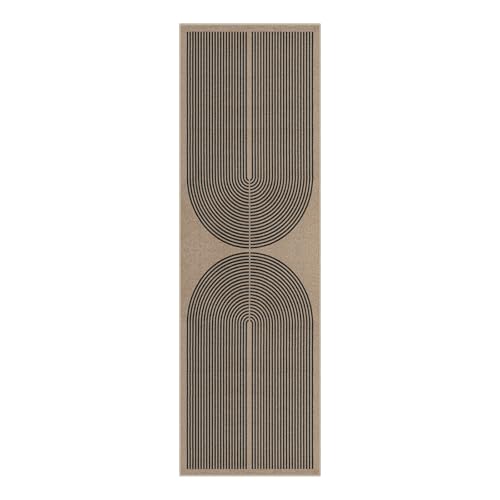 Modern Rainbow 2x8 Runner Rug (2'6" x 8' (Runner) / Nature/Black Rainbow)