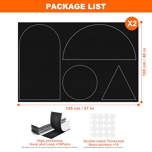 2 Pack Portable Blackout Curtains for Bedroom Adhesive Thermal Window Blind (40"W x 57"H (Pack of 2))
