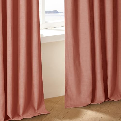 Red Clay Linen Pinch Pleated Curtains 108 Inches Long 2 Panels Firebrick (Firebrick / 40"W x 108"L (Pack of 2))