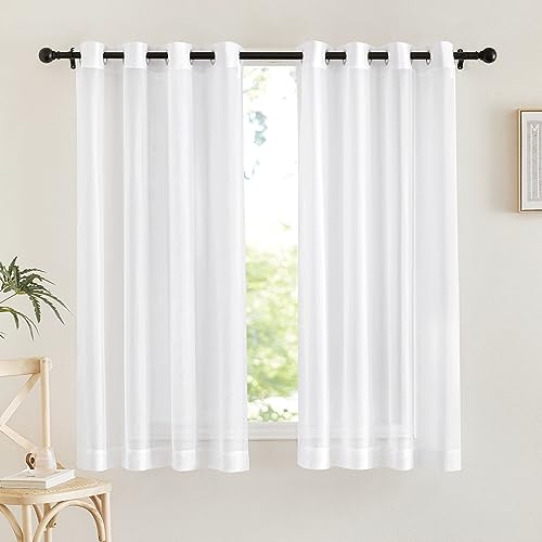 Sheer Window Panel Curtains (White / 54"W x 63"L (Pack of 2))