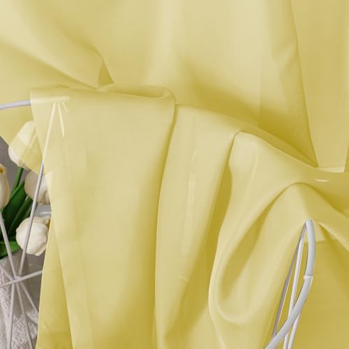Yellow Sheer Curtains 2 Panel Sets 90 Inches Long (42"W x 90"L (Pack of 2) / Yellow)