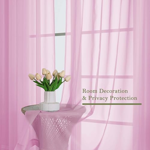 Light Pink Sheer Curtains for Bedroom 84 Inches Long 2 Pcs (Light Pink / 59"W x 84"L (Pack of 2))