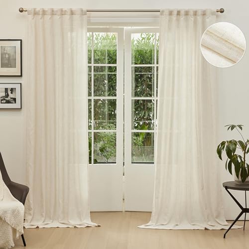 Linen Curtains for Sliding Glass Door (50"W x 102"L (Pack of 2) / Linen)