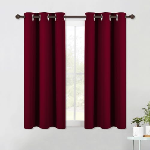 Modern Blackout Curtains Noise Reducing (Wine Red / 42"W x 54"L (Pack of 2))