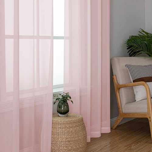 Blush Sheer Curtains 84 Inches Long (Blush / 42"W x 84"L (Pack of 2))