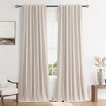 100% Blackout Curtains 84 Inch Length 2 Panels Set for Living Room Bedroom Back Tab Thermal Insulated Black Out Linen Drapes Room Darkening Window Curtains 84 Inches Long (Sand Beige / 52"W x 84"L (Pack of 2))