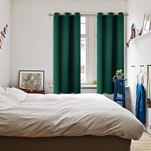 Blackout Curtains for Kids Bedroom (Emerald Green / 42"W x 72"L (Pack of 2))