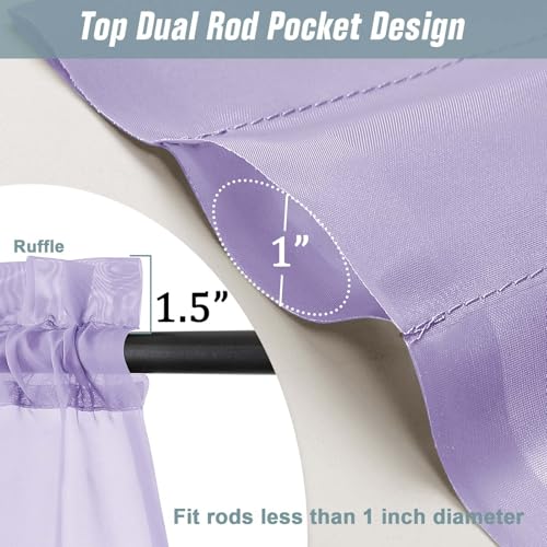 Lavender Sheer Curtains 63 Inch Length 2 Panels (42"W x 63"L (Pack of 2) / Lavender)