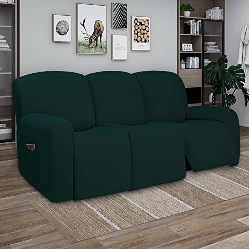 Super Stretch 3 Seats Recliner Sofa Couch Cover with Pocket (Large Recliner Sofa / Deep Teal)