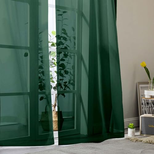 Hunter Green Sheer Curtains 84 Inches Long 2 Panels (Hunter Green / 42"W x 84"L (Pack of 2))