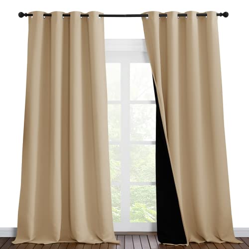 Thermal Insulated 100% Blackout Curtains (Biscotti Beige / 55"W x 96"L (Pack of 2))