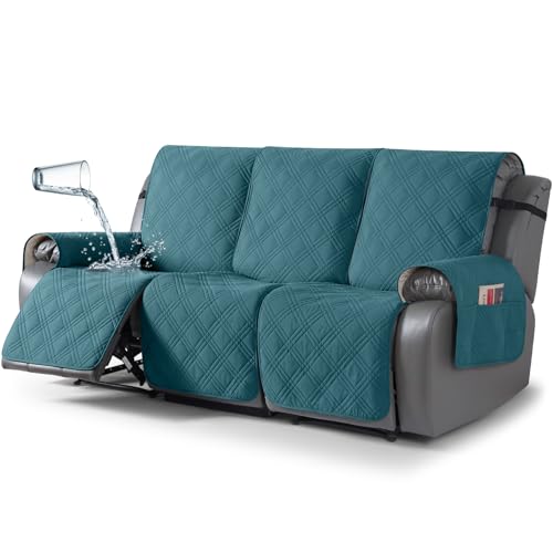 100% Waterproof Recliner Sofa Cover (Peacock Blue / 3 Seater Standard)