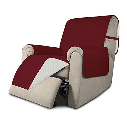 Reversible Couch Cover (Christmas Red/Ivory / Small Recliner)