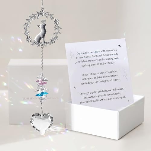 Cat Memorial Gifts for Loss of Cat Crystal Suncatcher Ornaments (Cat-Heart)