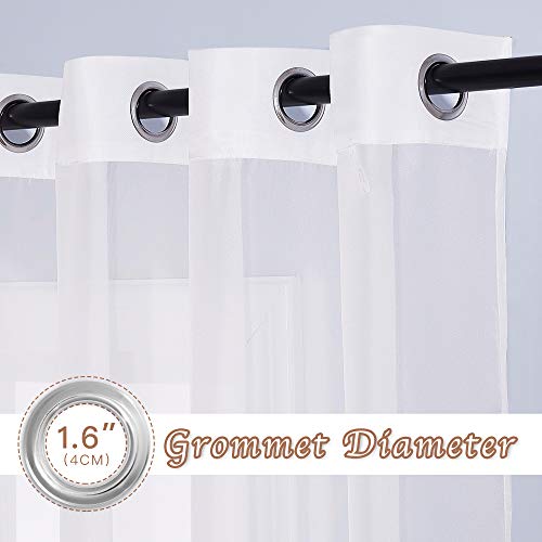 Sheer Window Curtains 96" Long for Living Room (Ivory / 70"W x 96"L (Pack of 2))
