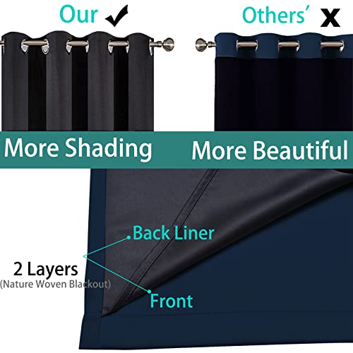 Navy Blue 100% Blackout Curtains 90 Inches Long 52" Wide (52"W x 90"L (Pack of 2) / Navy Blue)