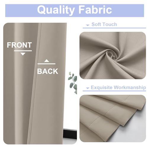 Ava Stone Short Blackout Curtains for Bedroom 45 Inches Long 2 Panels Set (Stone / 40"W x 45"L (Pack of 2))