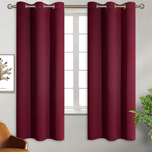 Burgundy Blackout Curtains for Bedroom 63 Inch Long (Burgundy / 38"W x 63"L (Pack of 2))