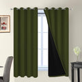 Olive Green 100% Blackout Curtains 63 Inches Long 52" Wide 2 Panels (52"W x 63"L (Pack of 2) / Olive Green)