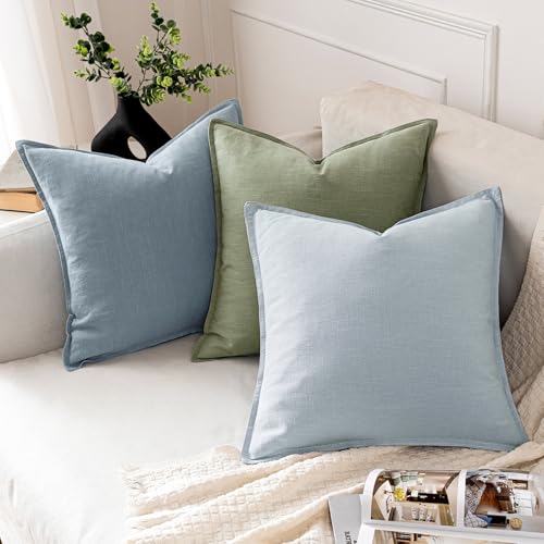 Decorative Linen Euro Sham Pillow Covers 26x26 Sage Green (Sage Green / 26" x 26" (Pack of 2))
