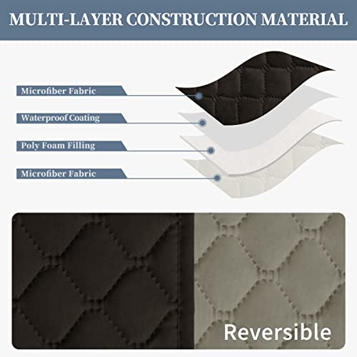 Double Protection 100% Waterproof Recliner Covers for Living Room (Chocolate/Beige / Recliner Large)