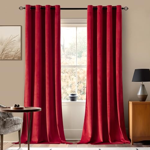 Velvet Curtains Christmas Red 52 x 96 Inch Length Set of 2 (Red / 52"W x 96"L (Pack of 2))