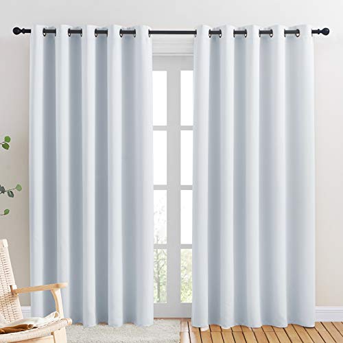 Room Darkening Curtain Panels for Bedroom (Greyish White / 70"W x 84"L (Pack of 2))