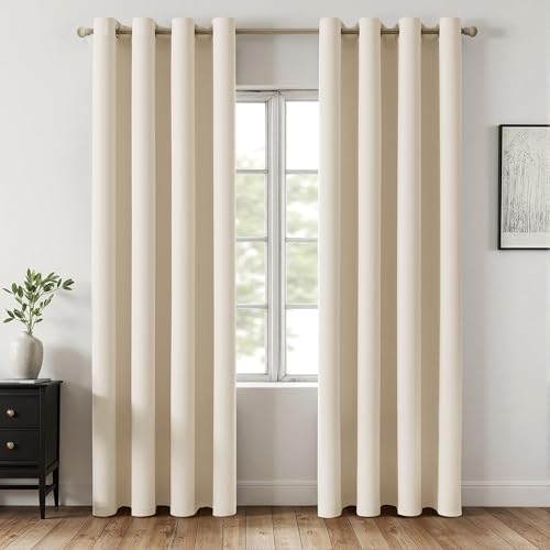 Birch Blackout Bedroom Curtains Drapes 84 Inch Long 52"x84" (Birch / 52"W x 84"L (Pack of 2))