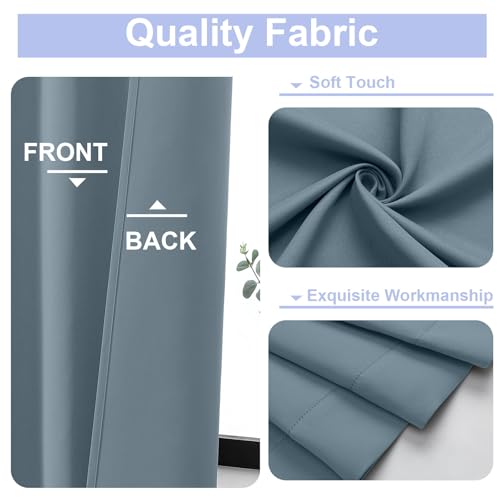 Ava Blackout Curtains for Patio 108 Inches Long 2 Panels Set (Stone Blue / 50"W x 108"L (Pack of 2))