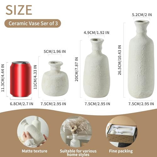 Ceramic Vase Set of 3 (011 - White)