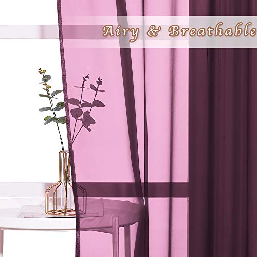 Voile Red Sheer Curtains 84 Inches Long (Burgundy Red / 54"W x 84"L (Pack of 2))