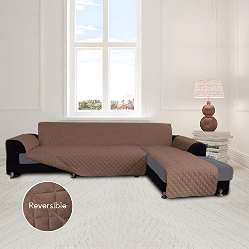 Reversible L Shape Sectional Couch Cover (Large / Brown/Brown)