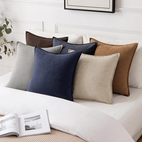 Decorative Linen Pillow Covers 18x18 Inch Brown (Brown / 18" x 18" (Pack of 2))