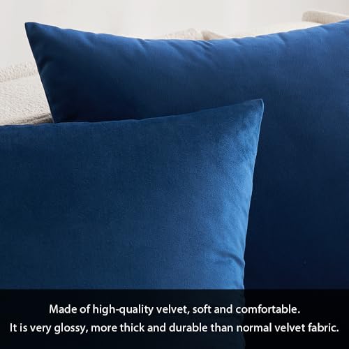 12x20 Inch Lumbar Velvet Throw Pillow Covers Dark Blue (20" x 12" (Pack of 2) / Dark Blue)