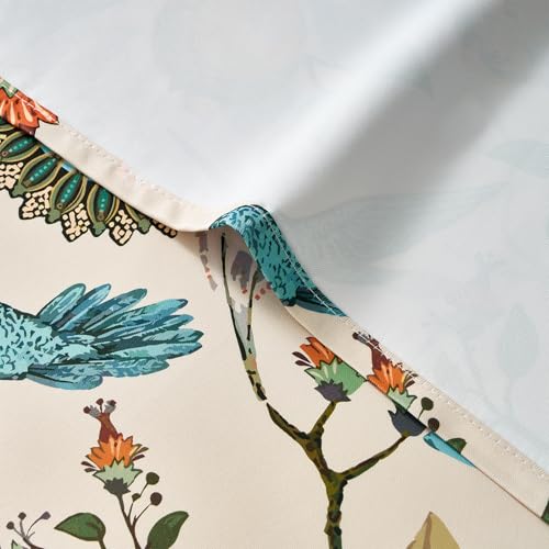 54 Inches Long Blackout Curtains for Cafe Kitchen Beige Vintage Grommet Room Darkening Luxury Floral Lemon Hummingbird Patterned Waverly Colorful Drapes for Living Room Bedroom (Beige / 52"W x 54"L (Pack of 2))