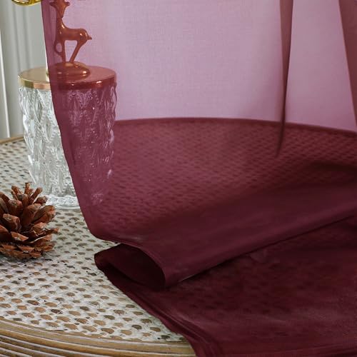 Wine Sheer Curtains 108 Inches Long 2 Panels Set (Wine / 59"W x 108"L (Pack of 2))