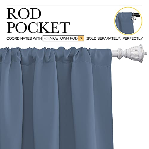 Blackout Curtains Window Draperies (Stone Blue / 70"W x 95"L (Pack of 2))