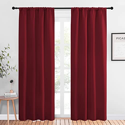 Christmas Burgundy Curtains Blackout Drapes (Burgundy Red / 42"W x 84"L (Pack of 2))