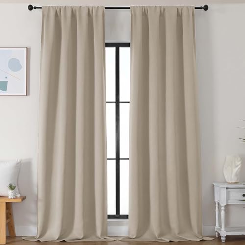 Biscotti Beige Blackout Curtains for Bedroom 102 Inches Long 2 Panels (Biscotti Beige / 50"W x 102"L (Pack of 2))