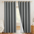 100% Absolutely Blackout Linen Curtains with Thermal Insulated White Liner (62"W x 84"L (Pack of 2) / Dove Grey)