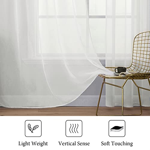 2 Panels Sheer Curtains for Living Room 54 X 90 Inches Ivory (Ivory / 54"W x 90"L (Pack of 2))