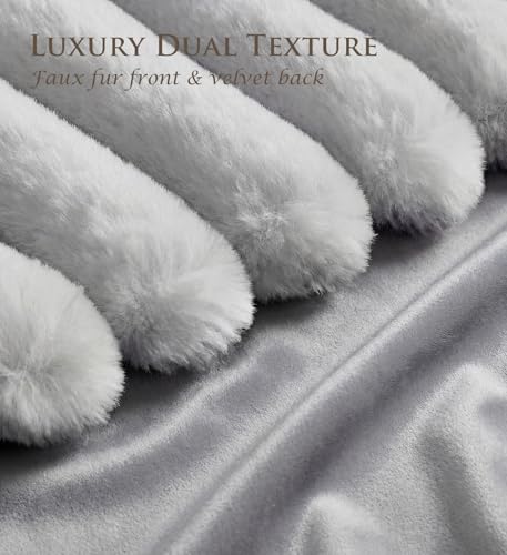 Set of 2 Decorative Throw Pillow Covers 20x20 Fall Faux Fur Light Gray (Gray / 20" x 20" (Pack of 2))