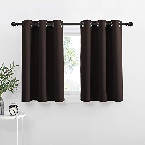 Kitchen Blackout Window Treatments Curtains (Toffee Brown / 42"W x 36"L (Pack of 2))