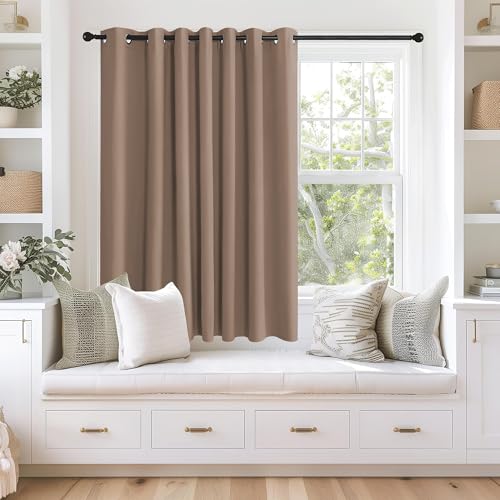 Blackout Curtains 63 inches Long for Living Room Bedroom (Cappuccino / 100"W x 63"L (Pack of 1))