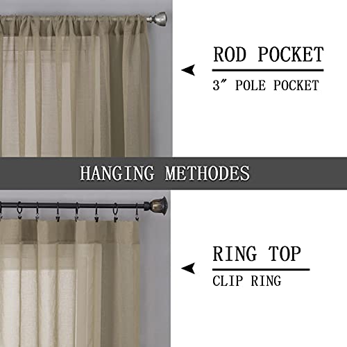 Sheer Curtain Linen Textured Living Room Curtains Sheer Light Filtering Rod Pocket Voile Curtain for Bedroom (54"W x 72"L (Pack of 2) / Taos Taupe)