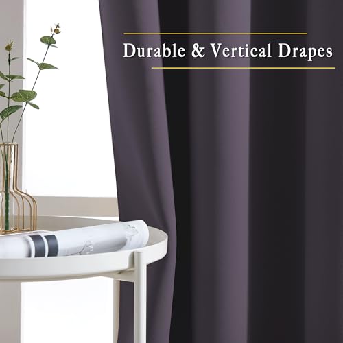 Bedroom Curtains Room Darkening Draperies (Greyish Purple / 52"W x 63"L (Pack of 2))