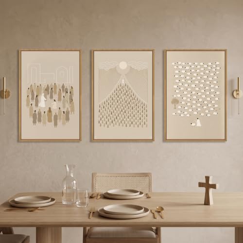 Large Jesus Christian Framed Canvas Wall Art (Boho Christian Canvas Wall Art / 24"L x 16"W)