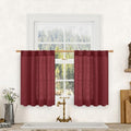 Burgundy Red Linen Curtains 30 Inch Length for Cafe Small Window (Burgundy Red / 34"W x 30"L (Pack of 2))